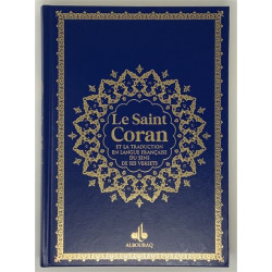 Saint coran - bilingue grande ecriture (arabe,francais) - grand format (A4 : 20x28) - bleu