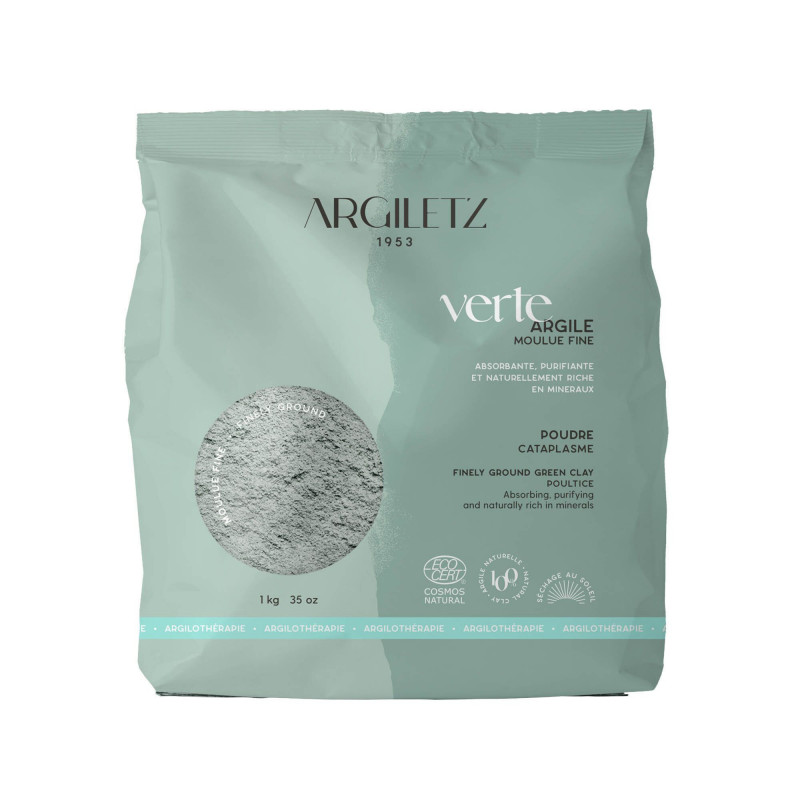 Argile verte en poudre moulue fine 1kg